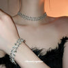 Alloy Jewelry Set With Diamondembedded Oval Design Light Luxury Style For Women