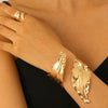 Alloy Jewelry Set With Flower Pattern For Women Electroplated Leaf Earrings Necklace And Bracelet Ring