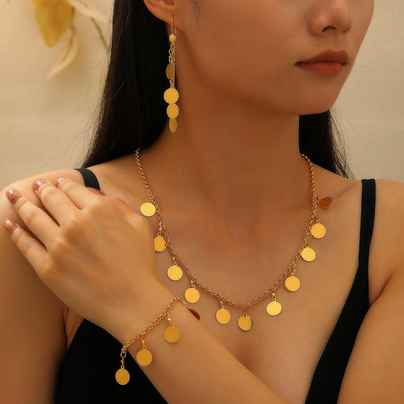 Alloy Jewelry Set With Geometric Style Electroplated Stars Sun Moon Clouds Universe Pattern For Women