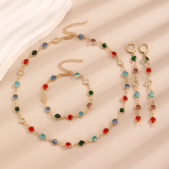 Alloy Jewelry Set With Heart Water Drop Bell Pattern Electroplated For Women Including Necklace Bracelet Earrings
