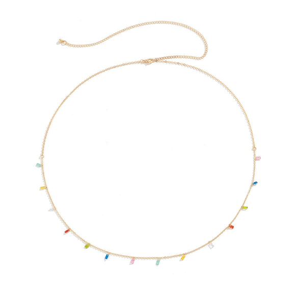 Alloy Jewelry Stars Rhinestone Tassel Waist Chain Body Chain For Female Simple Style