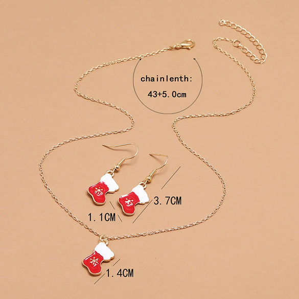 Alloy Jewelry With Cartoon Red Boots Pattern For Women Environmental Protection Treatment Earrings Necklace Set