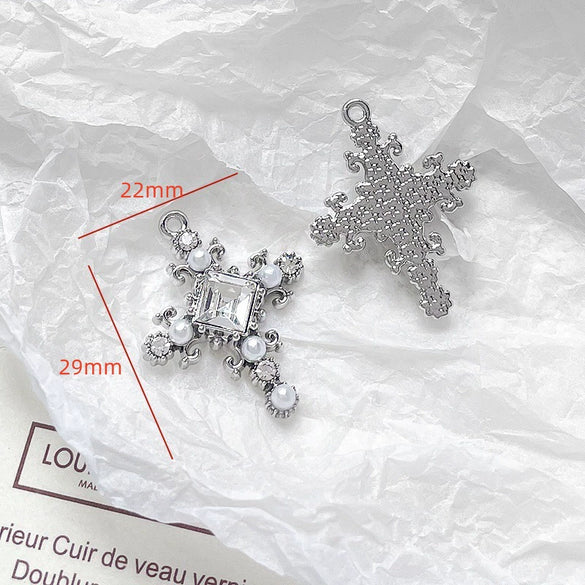 Alloy Jewelry With Cross And Butterfly Pattern Electroplated Diy Handmade Pendant Bracelet Necklace