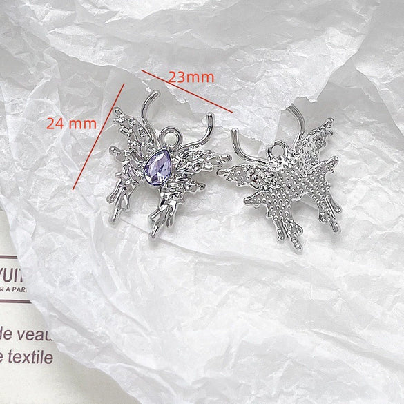 Alloy Jewelry With Cross And Butterfly Pattern Electroplated Diy Handmade Pendant Bracelet Necklace