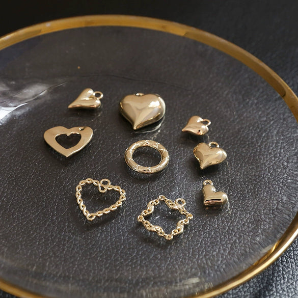Alloy Jewelry With Heart Shape And K Gold Style Silver Plated And Gold Plated For Pendant Necklace Bracelet And Earring