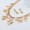 Alloy Jewelry With Marine Life Pattern Electroplated For Women Fashion Including Necklace And Earrings With Starfish Conch Design