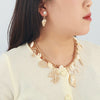 Alloy Jewelry With Marine Life Pattern Electroplated For Women Fashion Including Necklace And Earrings With Starfish Conch Design