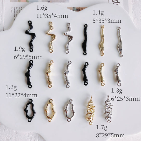 Alloy Joker Irregular Line Double Hole Pendant For Diy Handmade Jewelry Accessories With Electroplating