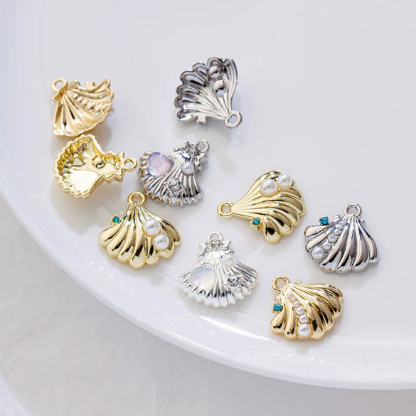 Alloy Joker Pearl Love Shell Pendant Diy Handmade Earrings Necklace Accessories With Electroplating And Animal Style