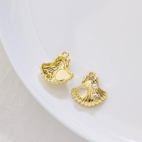Alloy Joker Pearl Love Shell Pendant Diy Handmade Earrings Necklace Accessories With Electroplating And Animal Style