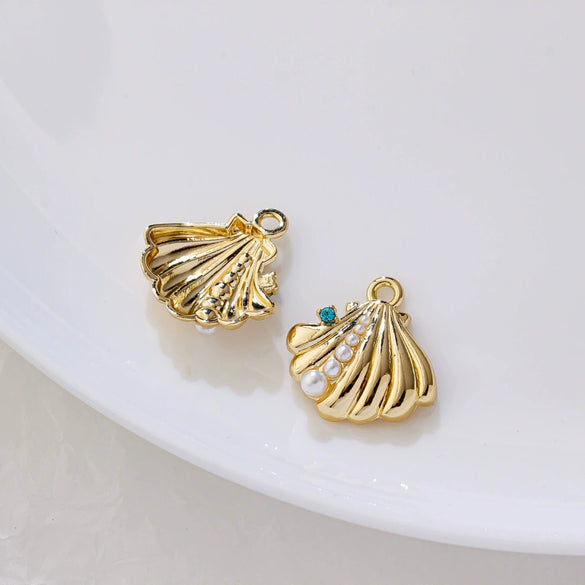 Alloy Joker Pearl Love Shell Pendant Diy Handmade Earrings Necklace Accessories With Electroplating And Animal Style