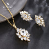Alloy 14K Gold Plated Inlaid Zircon Women's Earrings And Pendant Necklace Set