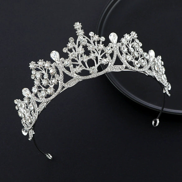 Alloy Kc Gold Electroplated Crystal Women's Crown Hair Accessories For Party