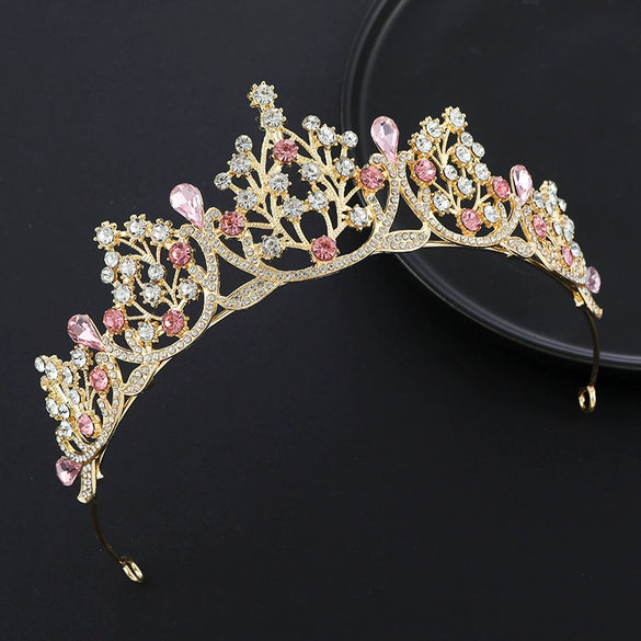 Alloy Kc Gold Electroplated Crystal Women's Crown Hair Accessories For Party