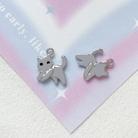 Alloy Kitten Pendant Handmade Jewelry Bracelet Necklace Beaded Accessories With Electroplating