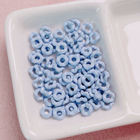 Alloy Lace Wave Stacking Small Beads Baking Paint Diy Mobile Phone Chain Key Chain Jewelry Accessories Materials With Jenga Pattern