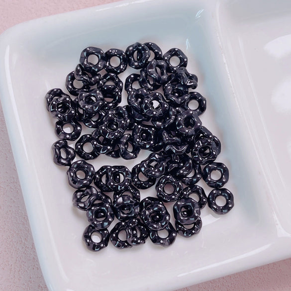 Alloy Lace Wave Stacking Small Beads Baking Paint Diy Mobile Phone Chain Key Chain Jewelry Accessories Materials With Jenga Pattern