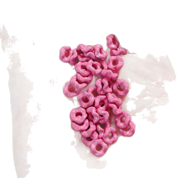 Alloy Lace Wave Stacking Small Beads Baking Paint Diy Mobile Phone Chain Key Chain Jewelry Accessories Materials With Jenga Pattern