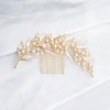Alloy Leaf Pearl Rhinestone Diamond Hair Comb For Bride Wedding Headwear Retro Style