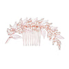 Alloy Leaf Pearl Rhinestone Diamond Hair Comb For Bride Wedding Headwear Retro Style