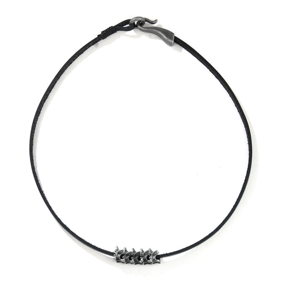 Alloy Leather Bracelet Necklace With Dark Black Dragon Spine Pattern Vintage Punk Hip Hop Style Electroplated