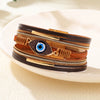 Alloy Leather Bracelet With Devil's Eye Diamondstudded And Animals Zodiac Pattern