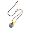 Alloy Leather Cowhide Rope Jewelry Retro Round Pendant Necklace With Geometric Pattern And Electroplating Treatment