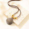 Alloy Leather Jewelry Retro Geometric Round Pendant Necklace With Cowhide Rope And Electroplating Design