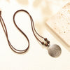 Alloy Leather Jewelry Retro Geometric Round Pendant Necklace With Cowhide Rope And Electroplating Design