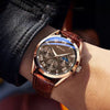 Alloy Leather Men's Business Quartz Watch Waterproof With Pin Buckle And Round Dial