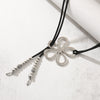 Alloy Leather Rope Fashion Clavicle Chain With Hollow Flower Design And Electroplating Treatment For Women