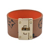 Alloy Leather Wide Bracelet With Geometric Pattern For Women Electroplated Punk Style Jewelry
