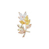 Alloy Leaves Rice Flower Brooch For Women With Electroplating Process And Antislip Buckle