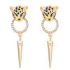 Alloy Leopard Head Cone Pendant Earrings With Diamond For Women