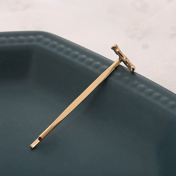 Alloy Letter Bangs Hair Clip Jewelry Gold Inlaid