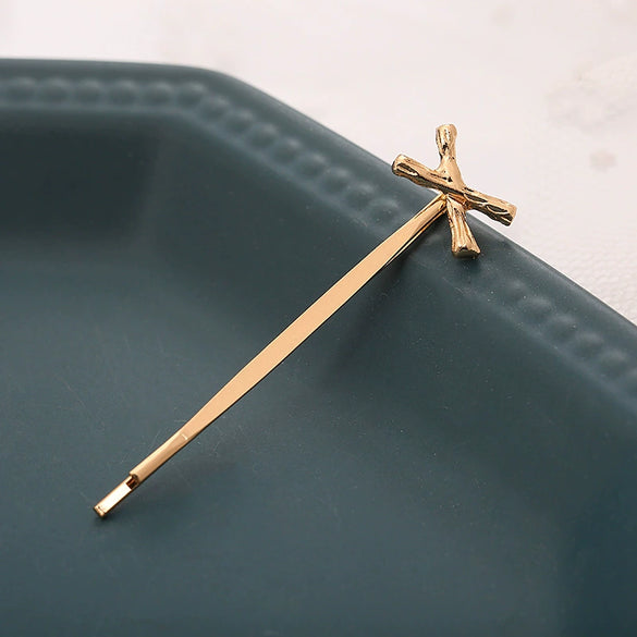 Alloy Letter Bangs Hair Clip Jewelry Gold Inlaid