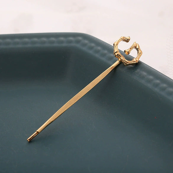 Alloy Letter Bangs Hair Clip Jewelry Gold Inlaid