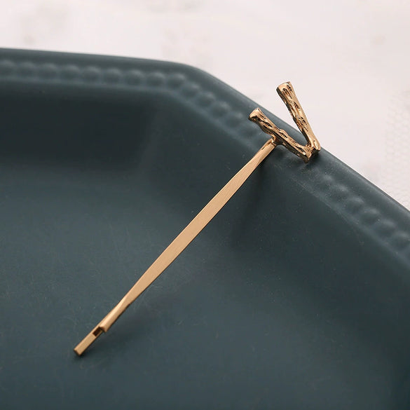 Alloy Letter Bangs Hair Clip Jewelry Gold Inlaid