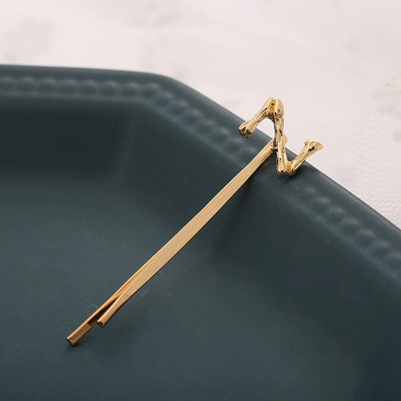 Alloy Letter Bangs Hair Clip Jewelry Gold Inlaid