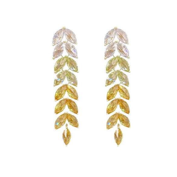 Alloy Light Luxury Leaf Tassel Earrings With Electroplating Process