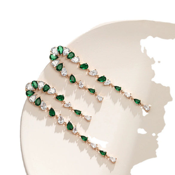 Alloy Light Luxury Water Drop Long Tassel Earrings With Electroplating