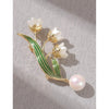 Alloy Lilyinthevalley Orchid Brooch For Women Electroplated Natural Style Suit Jacket Pin Accessories