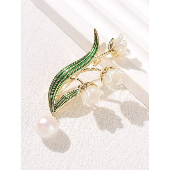Alloy Lilyinthevalley Orchid Brooch For Women Electroplated Natural Style Suit Jacket Pin Accessories