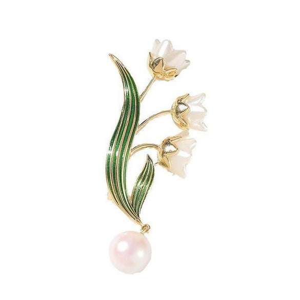 Alloy Lilyinthevalley Orchid Brooch For Women Electroplated Natural Style Suit Jacket Pin Accessories
