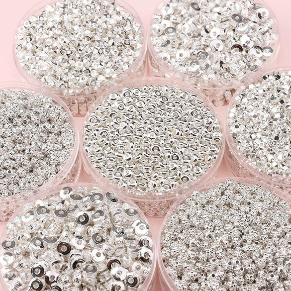 Alloy Loose Beads Spacer Beads Wheel Beads Square Beads Handmade Diy Bracelet Necklace Semifinished Electroplated Accessories