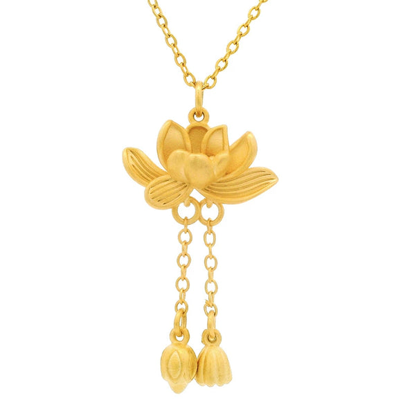 Alloy Lotus Tassel Pendant Necklace Light Luxury Electroplating Design For Women
