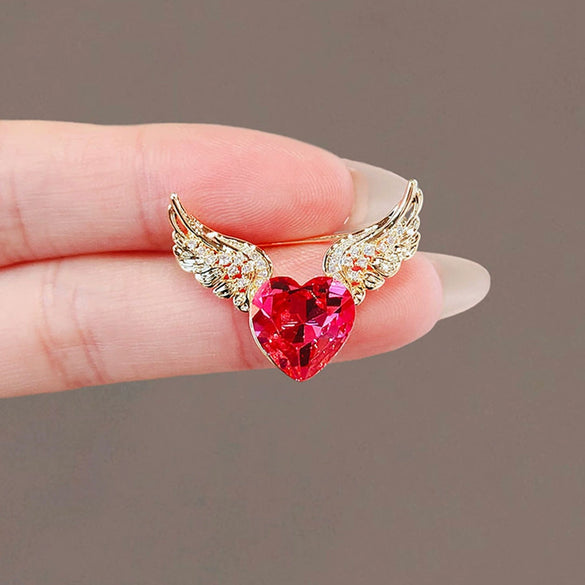 Alloy Love Angel Wings Brooch For Women Electroplated Clothes Accessories