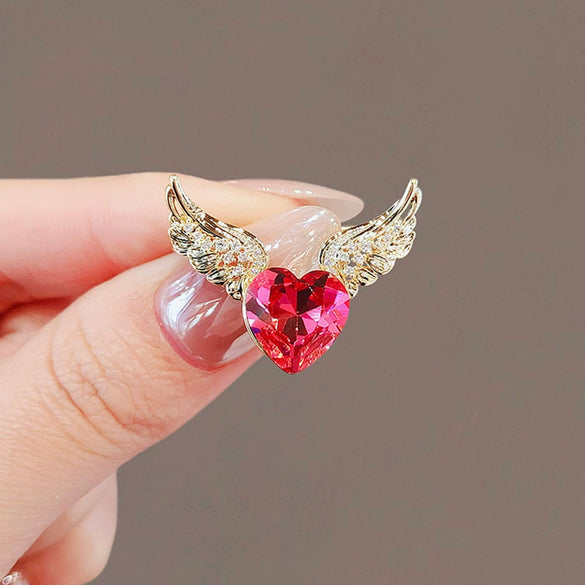 Alloy Love Angel Wings Brooch For Women Electroplated Clothes Accessories