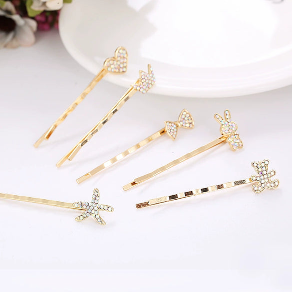 Alloy Love Bow Tie Onepiece Clip Hairpin Cute Hair Accessories Electroplated