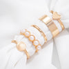 Alloy Love Heart Pearl Joint Ring Set For Women With Electroplating